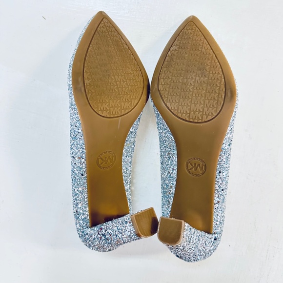 Michael Kors Glitter Silver Heels Size 8M New - Picture 12 of 12